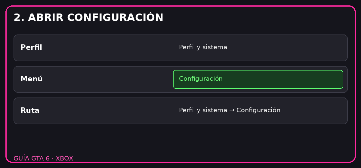 Paso 2: abrir configuración de Xbox